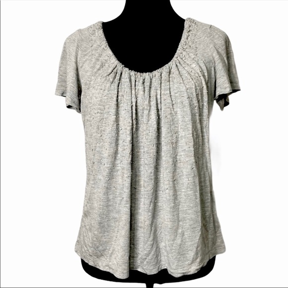 𝅺talbots gray beaded short sleeve top tee size medium - Picture 1 of 5